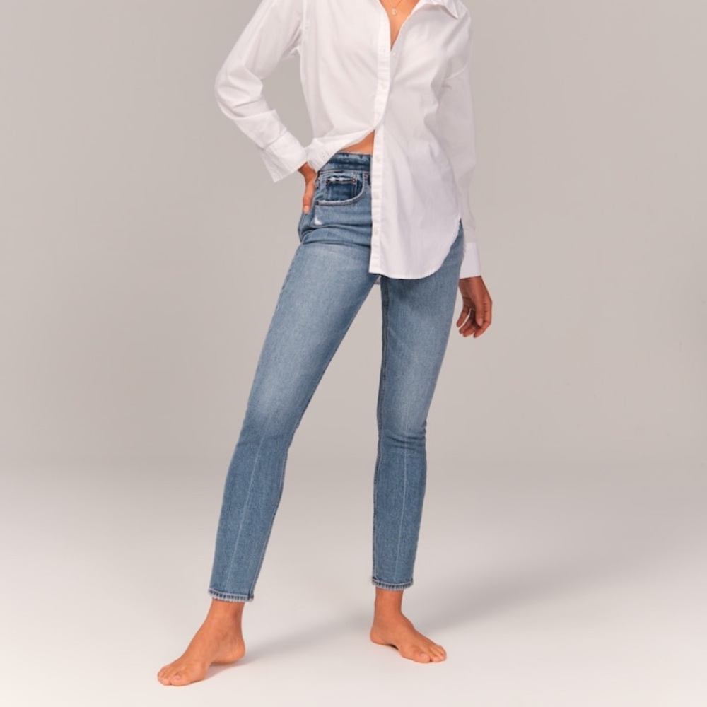 Abercrombie and Fitch button fly curve love jeans